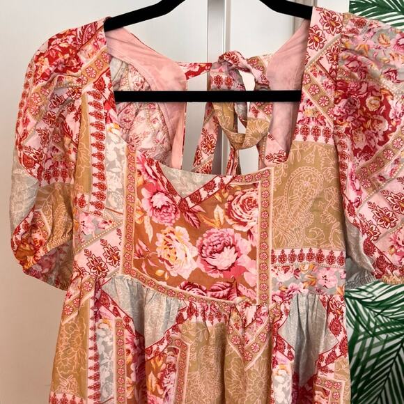 NEW Jacquie the Label Floral Patchwork Puff Sleeve Mini Dress Sz small - Picture 5 of 9